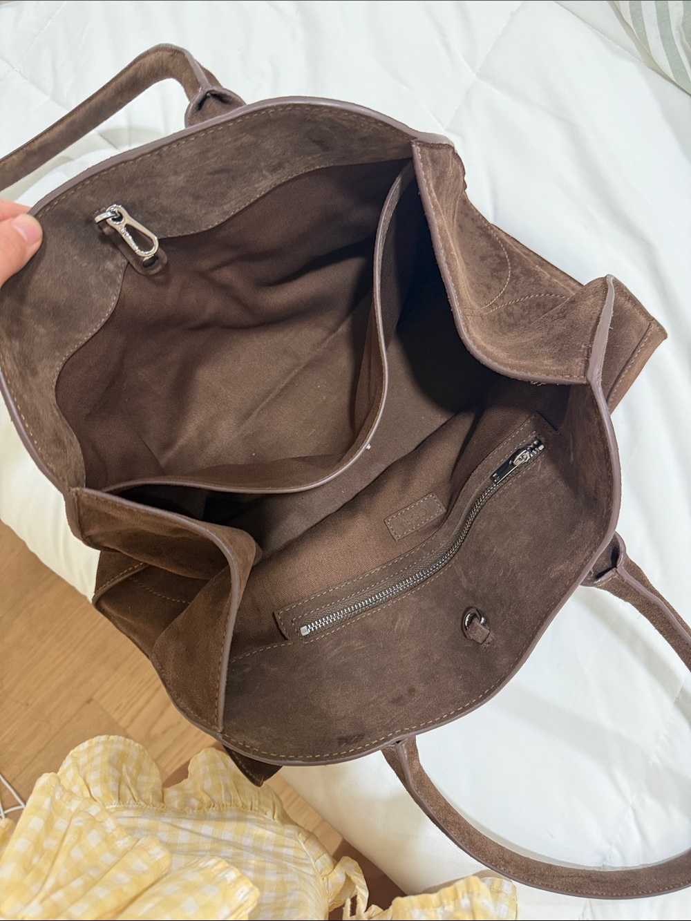 COS small studio bowling bag - suede brown - Picture 6 of 8